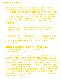 Pointers to all of OZONE's online commercial works.
